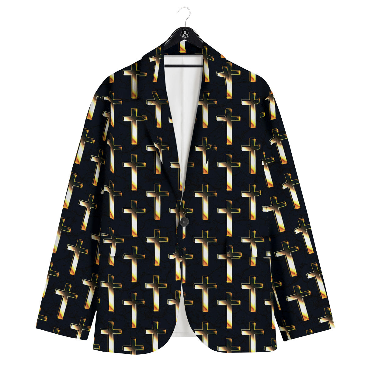Christian Cross Print Pattern Men's Sport Coat-grizzshop