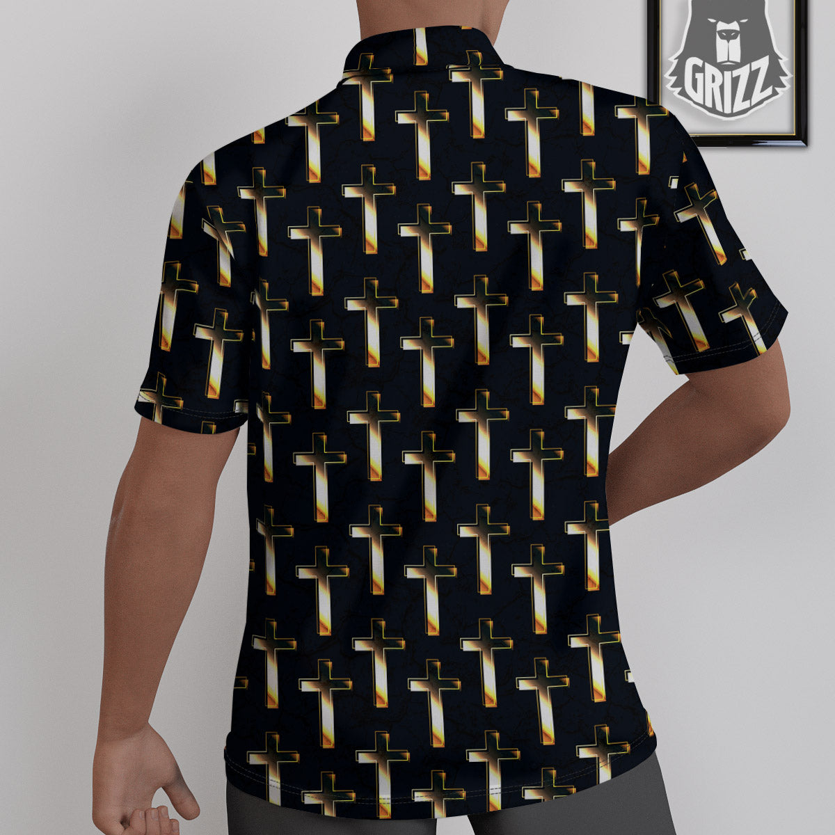 Christian Cross Print Pattern Untucked Shirts-grizzshop