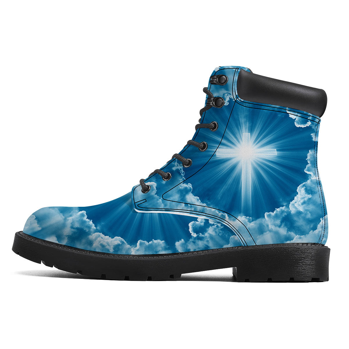 Christian Holy Cross Shiny Print Boots-grizzshop