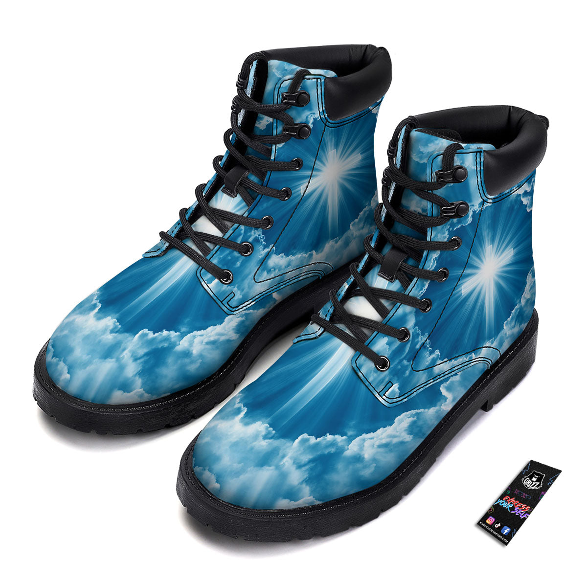 Christian Holy Cross Shiny Print Boots-grizzshop