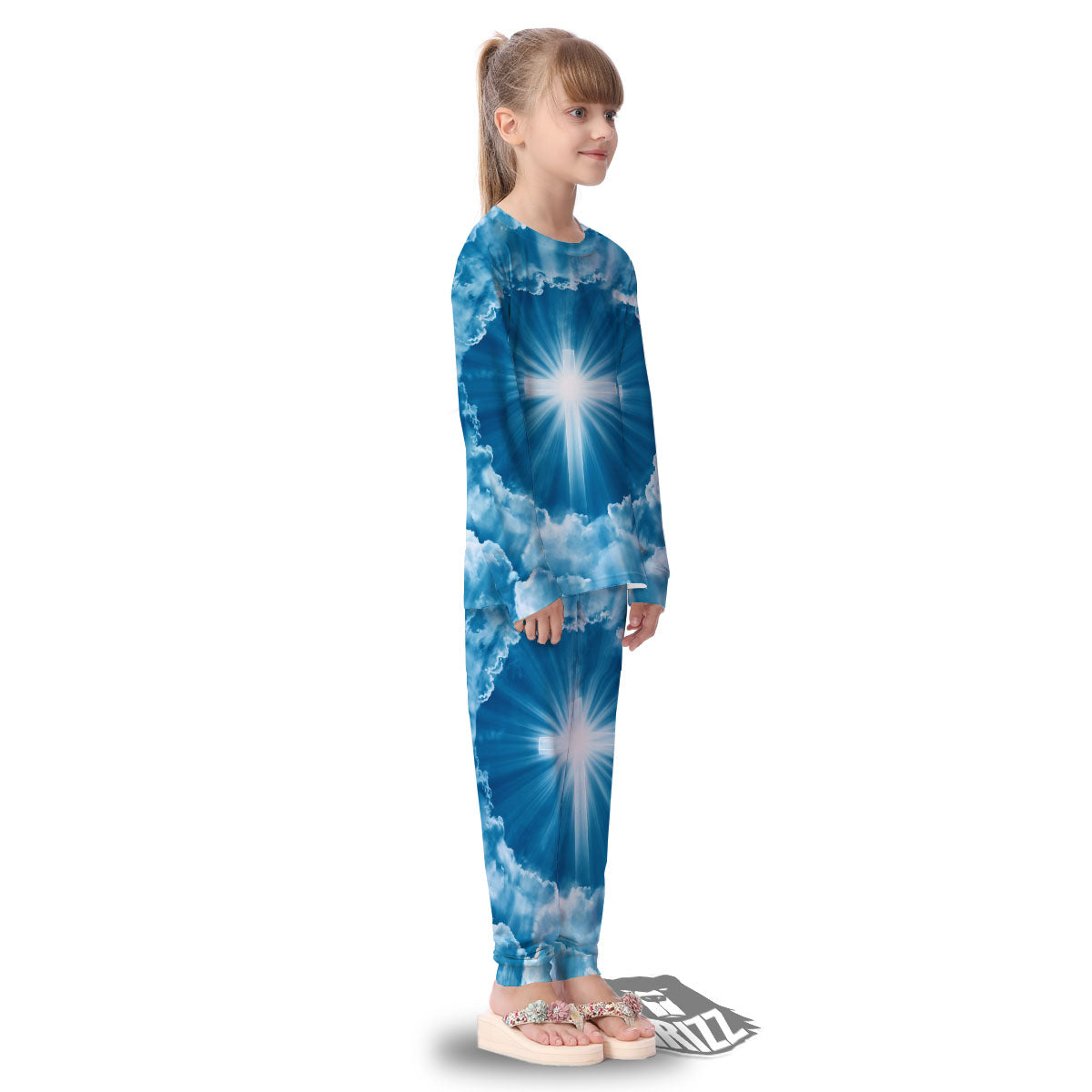 Christian Holy Cross Shiny Print Kid's Pajamas-grizzshop