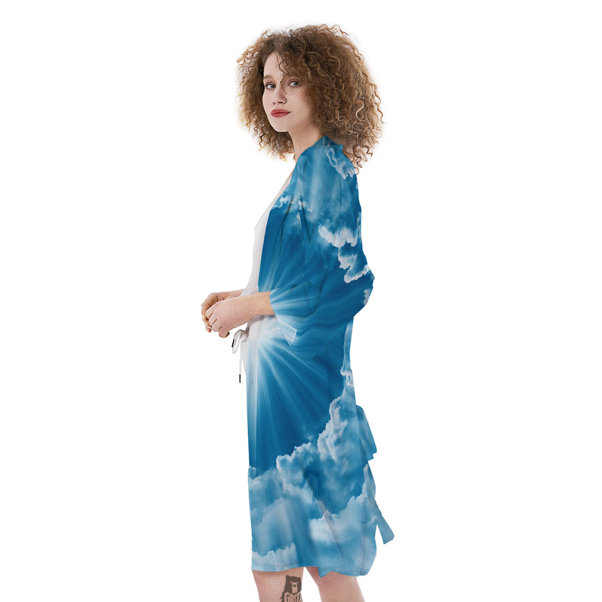 Christian Holy Cross Shiny Print Kimono-grizzshop