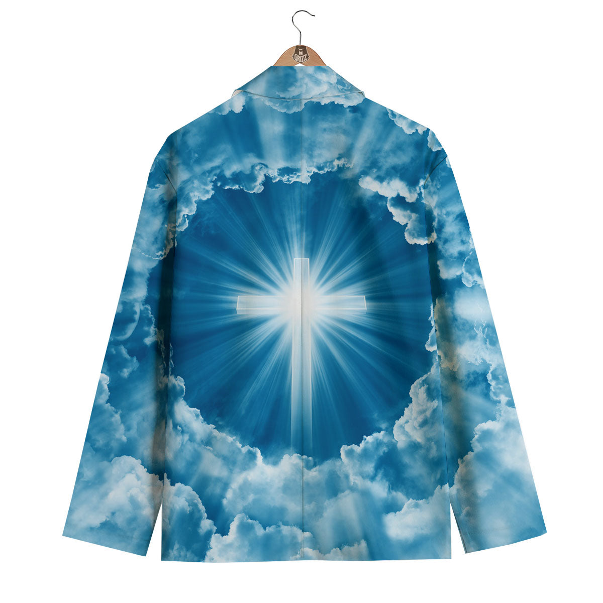 Christian Holy Cross Shiny Print Men's Blazer-grizzshop