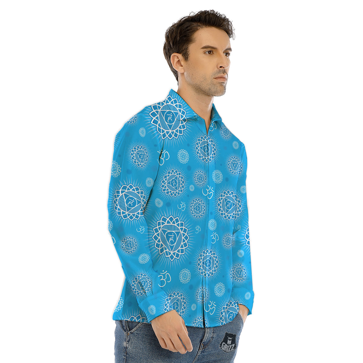 Christian Holy Cross Shiny Print Men's Dress Shirts-grizzshop