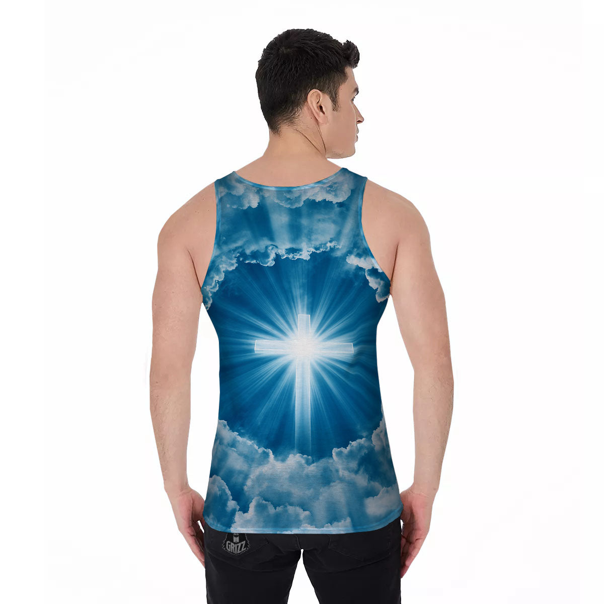 Christian Holy Cross Shiny Print Men's Tank Top-grizzshop