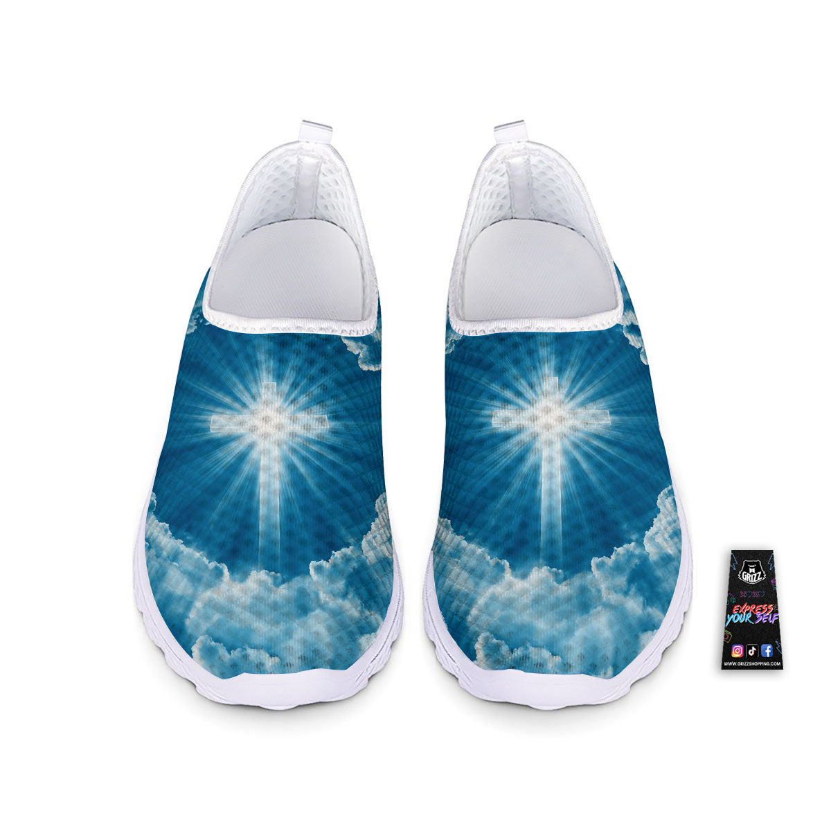 Christian Holy Cross Shiny Print Nurse Shoes-grizzshop
