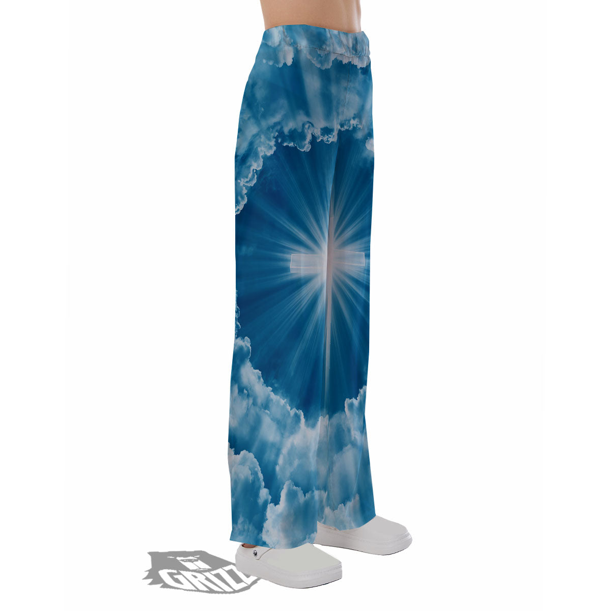 Christian Holy Cross Shiny Print Pajama Pants-grizzshop