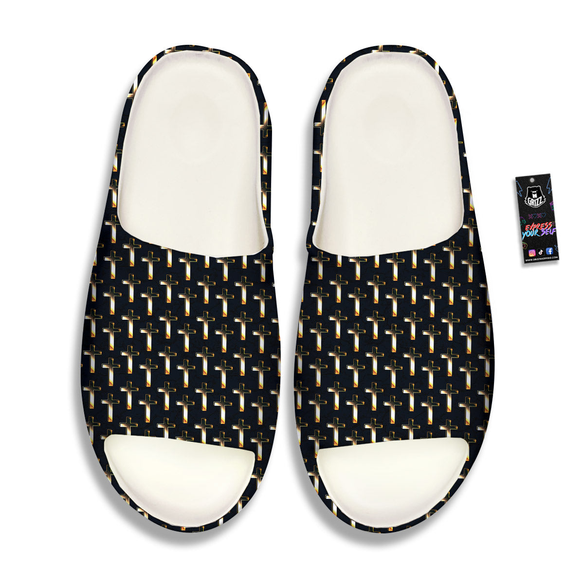 Christian Cross Print Pattern Sandals-grizzshop