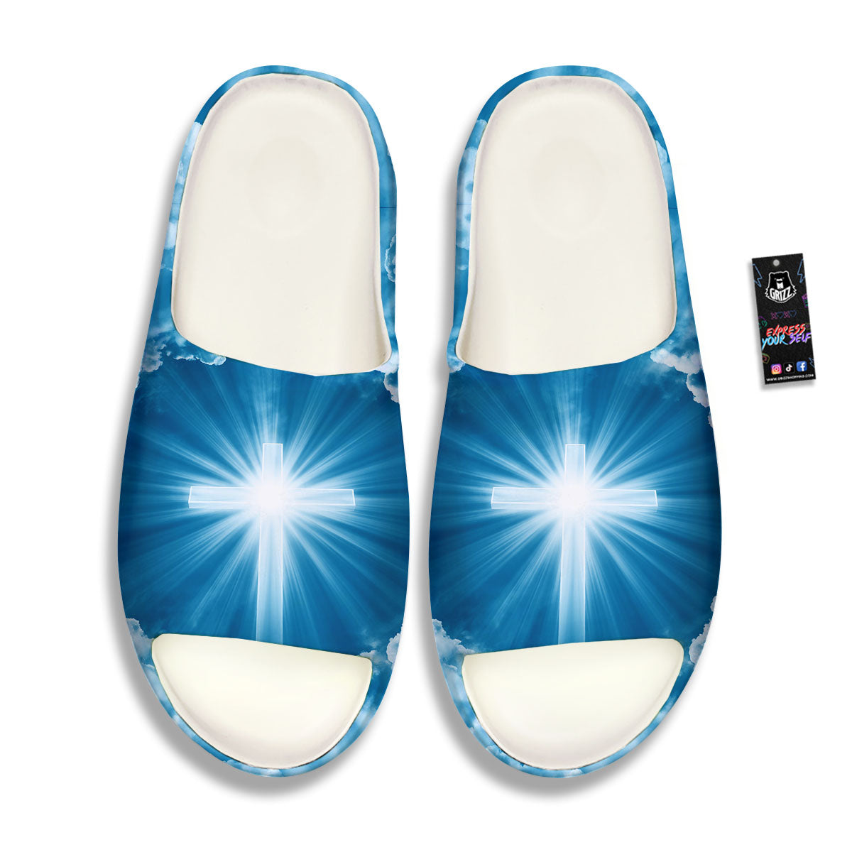 Christian Holy Cross Shiny Print Sandals-grizzshop