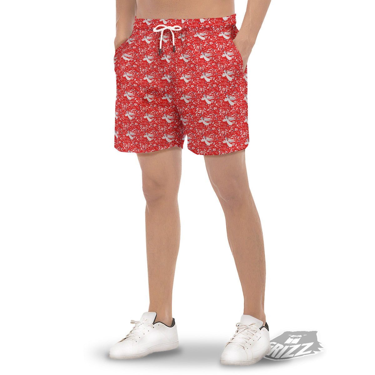 Christmas Angel Print Pattern Men's Gym Shorts-grizzshop