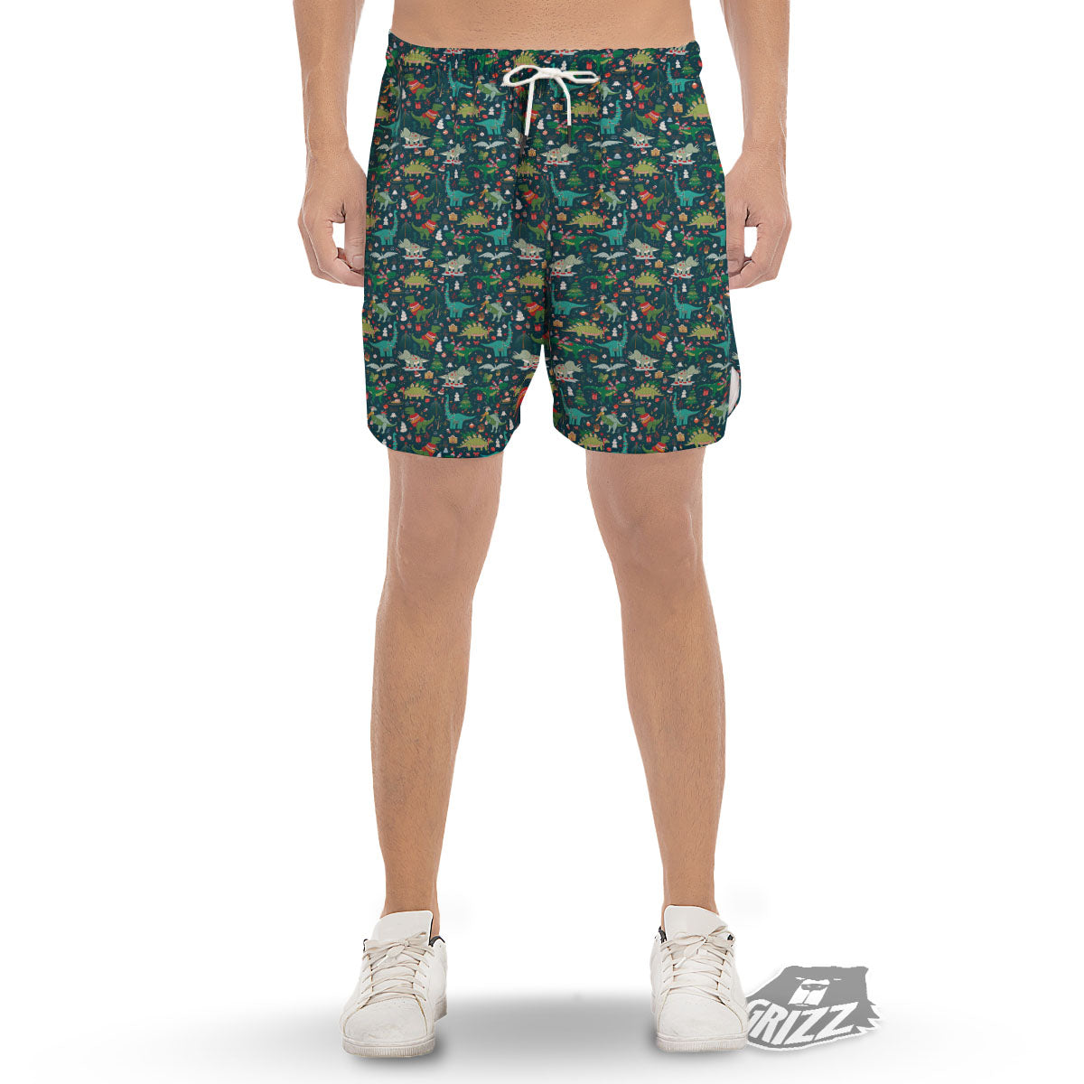 Christmas Animals Fun Print Pattern Men's Gym Shorts-grizzshop