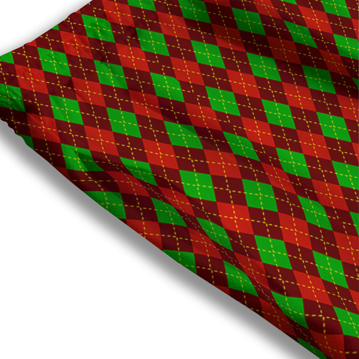 Christmas Argyle Red And Green Print Mesh Shorts