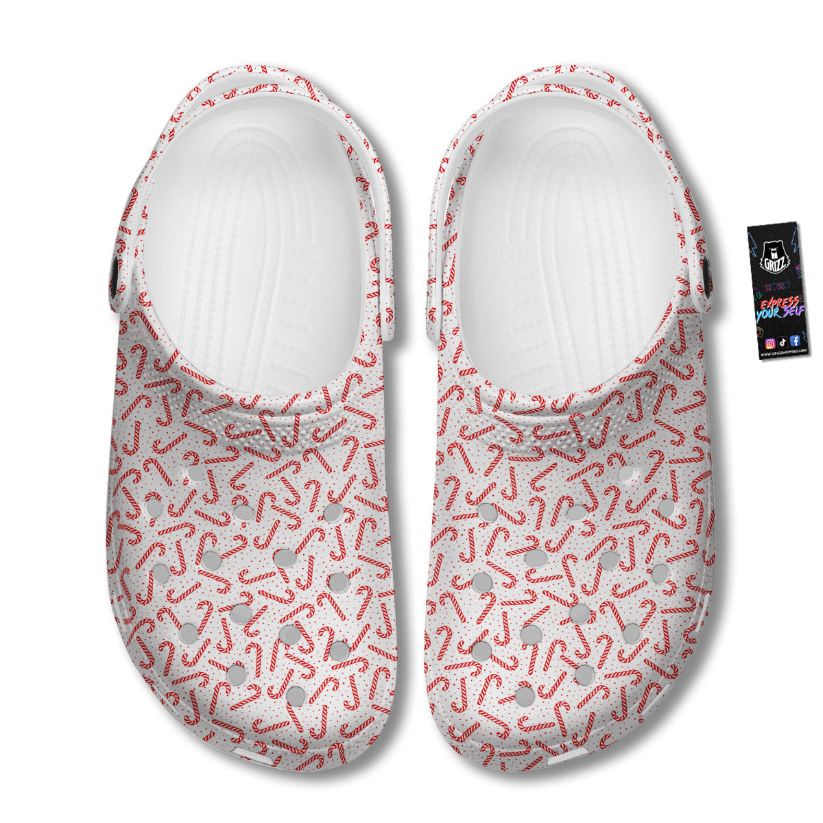 Christmas Candy Print Pattern Clog-grizzshop