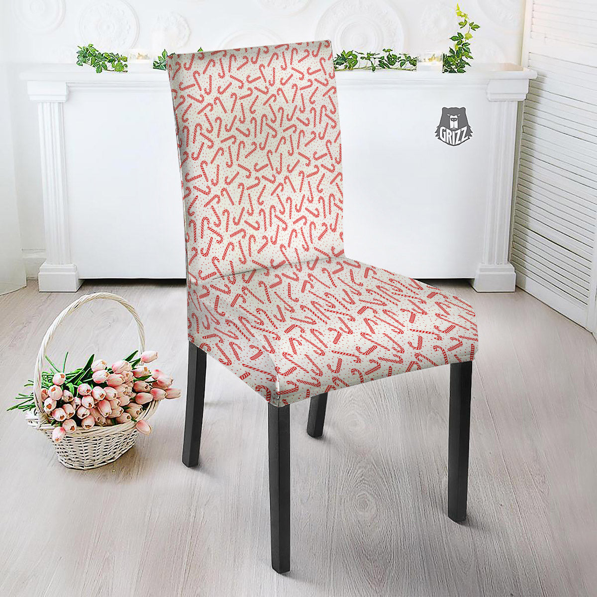 Christmas Candy Print Pattern Dining Chair Slipcover-grizzshop