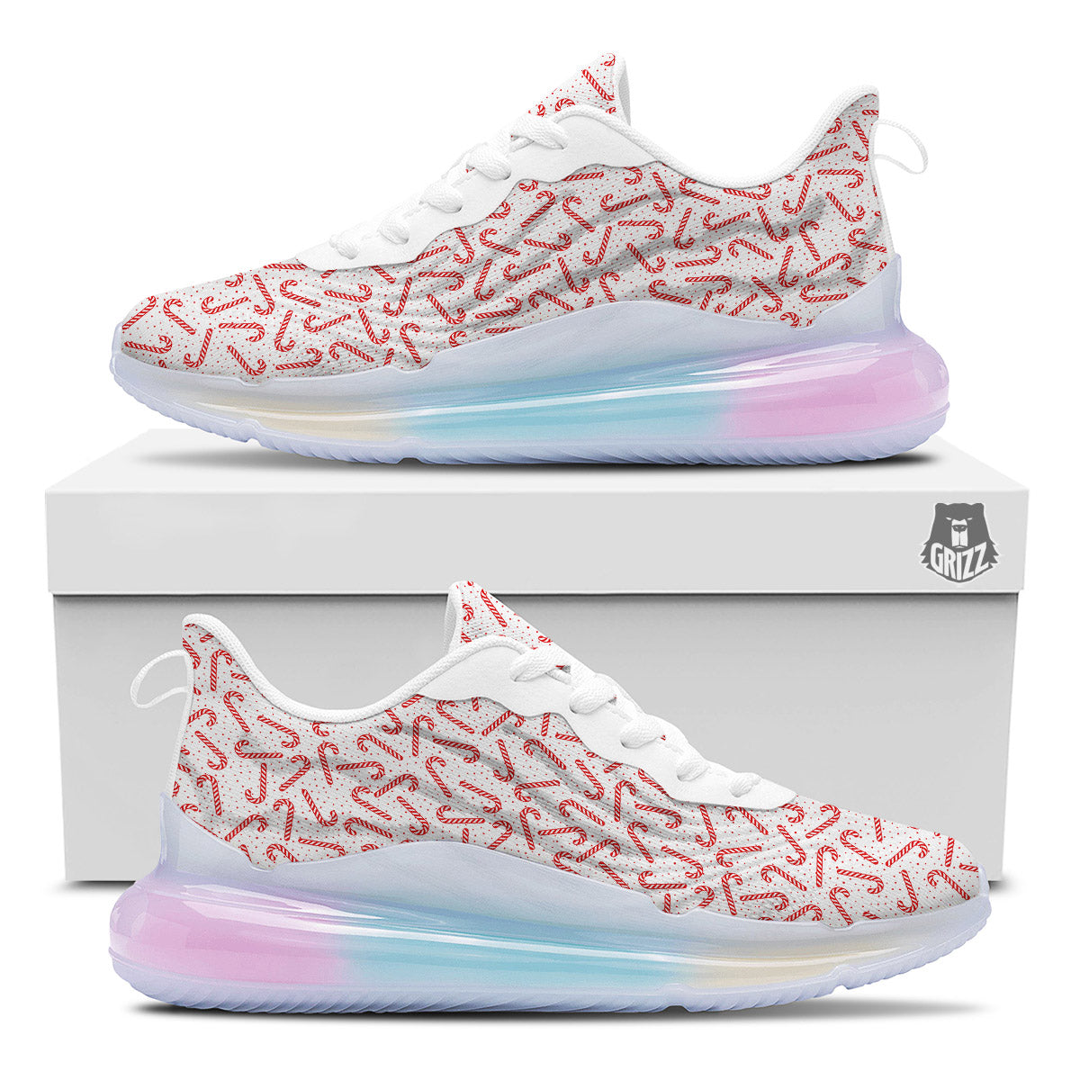 Christmas Candy Print Pattern Running Sneakers-grizzshop