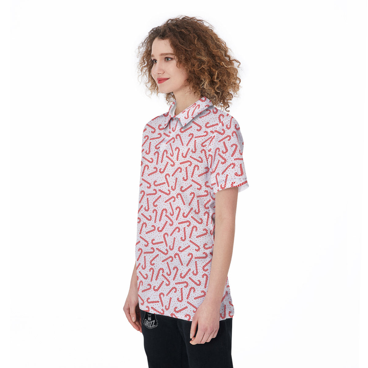 Christmas Candy Print Pattern Women's Golf Shirts-grizzshop