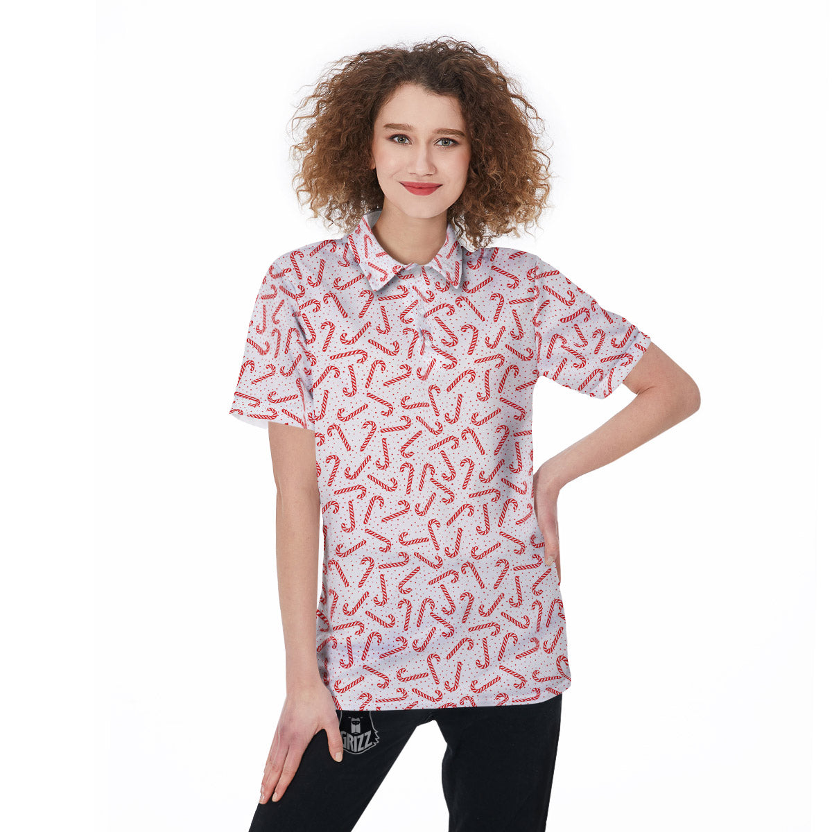 Christmas Candy Print Pattern Women's Golf Shirts-grizzshop