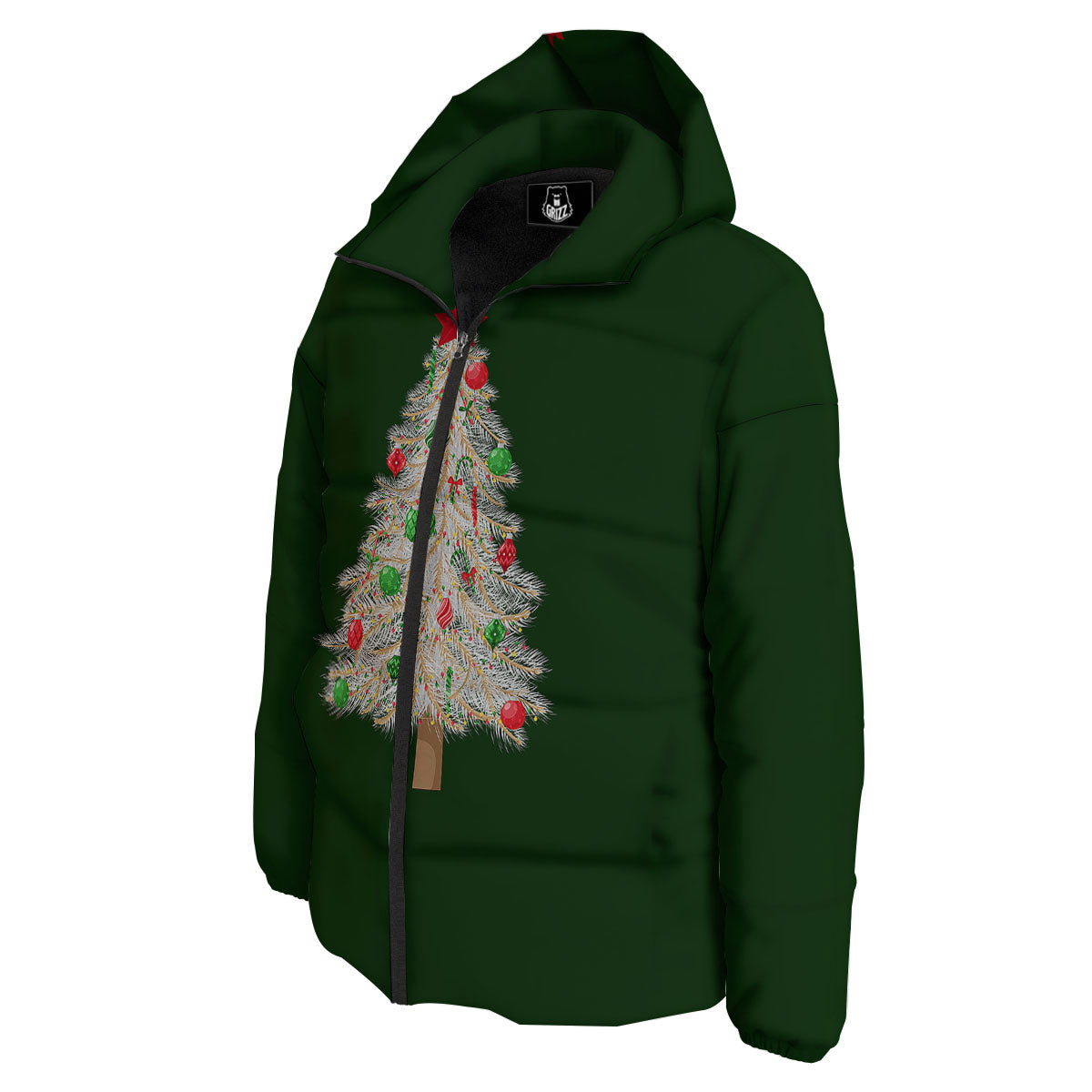 Christmas Decorated Tree Print Down Jacket-grizzshop