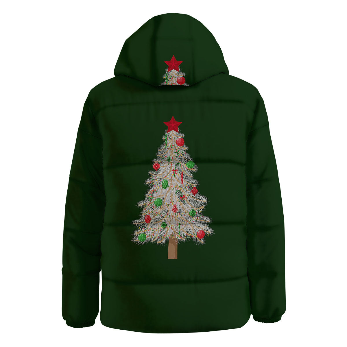 Christmas Decorated Tree Print Down Jacket-grizzshop