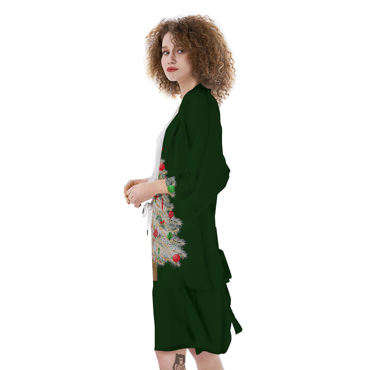 Christmas Decorated Tree Print Kimono-grizzshop