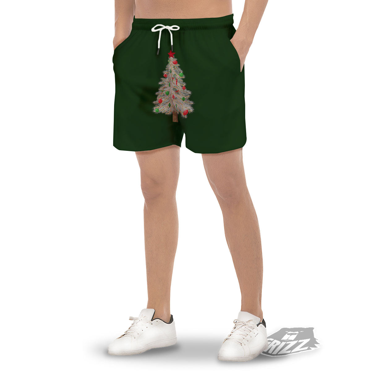 Christmas Decorated Tree Print Men's Gym Shorts-grizzshop