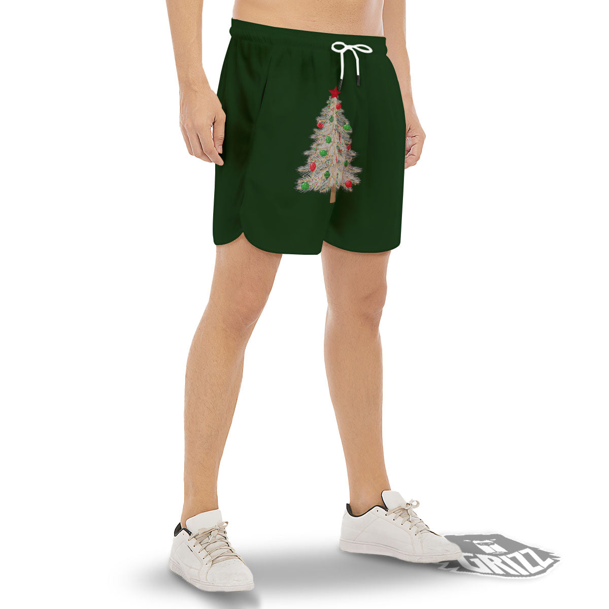 Christmas Decorated Tree Print Men's Gym Shorts-grizzshop