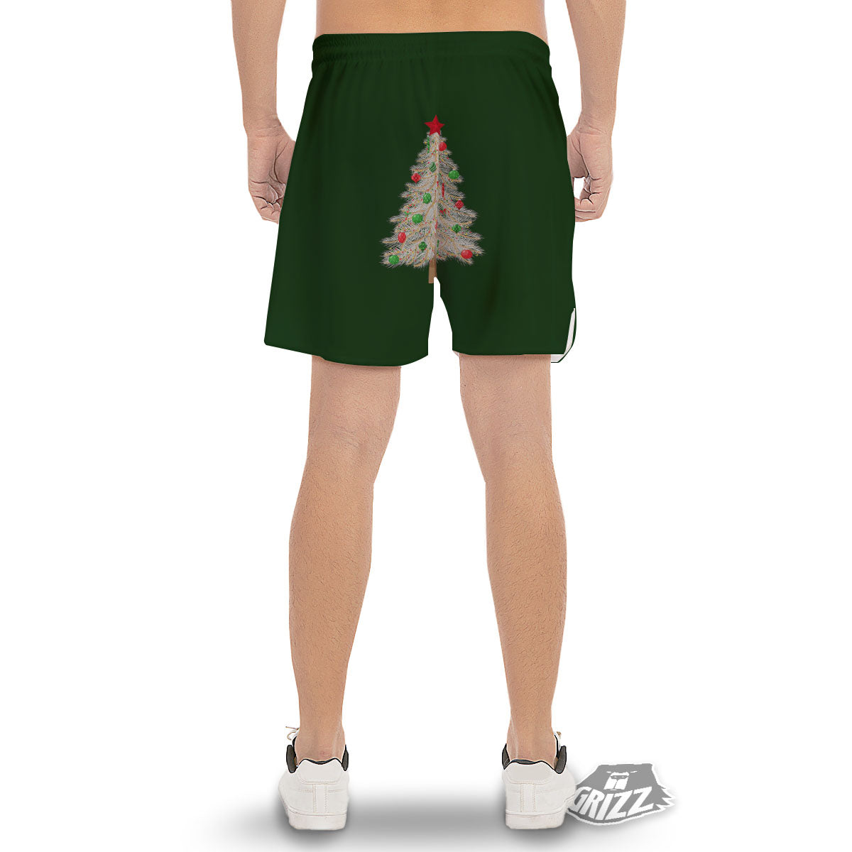 Christmas Decorated Tree Print Men's Gym Shorts-grizzshop