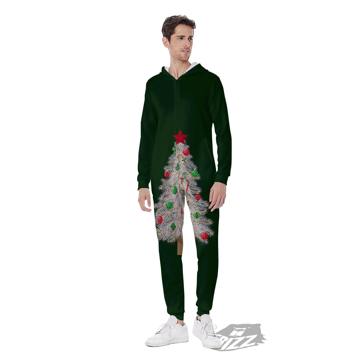 Christmas Decorated Tree Print Men's Jumpsuit-grizzshop