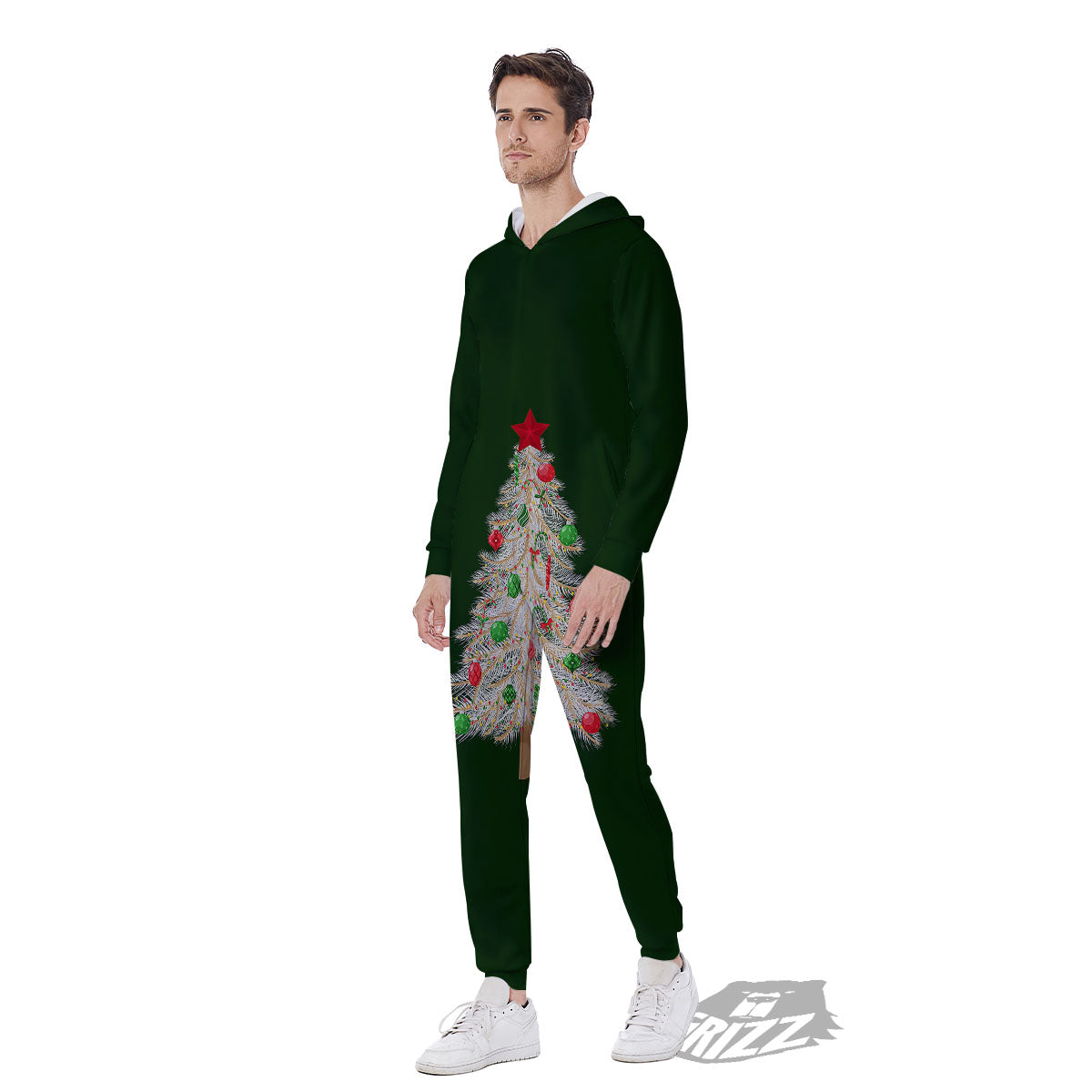 Christmas Decorated Tree Print Men's Jumpsuit-grizzshop