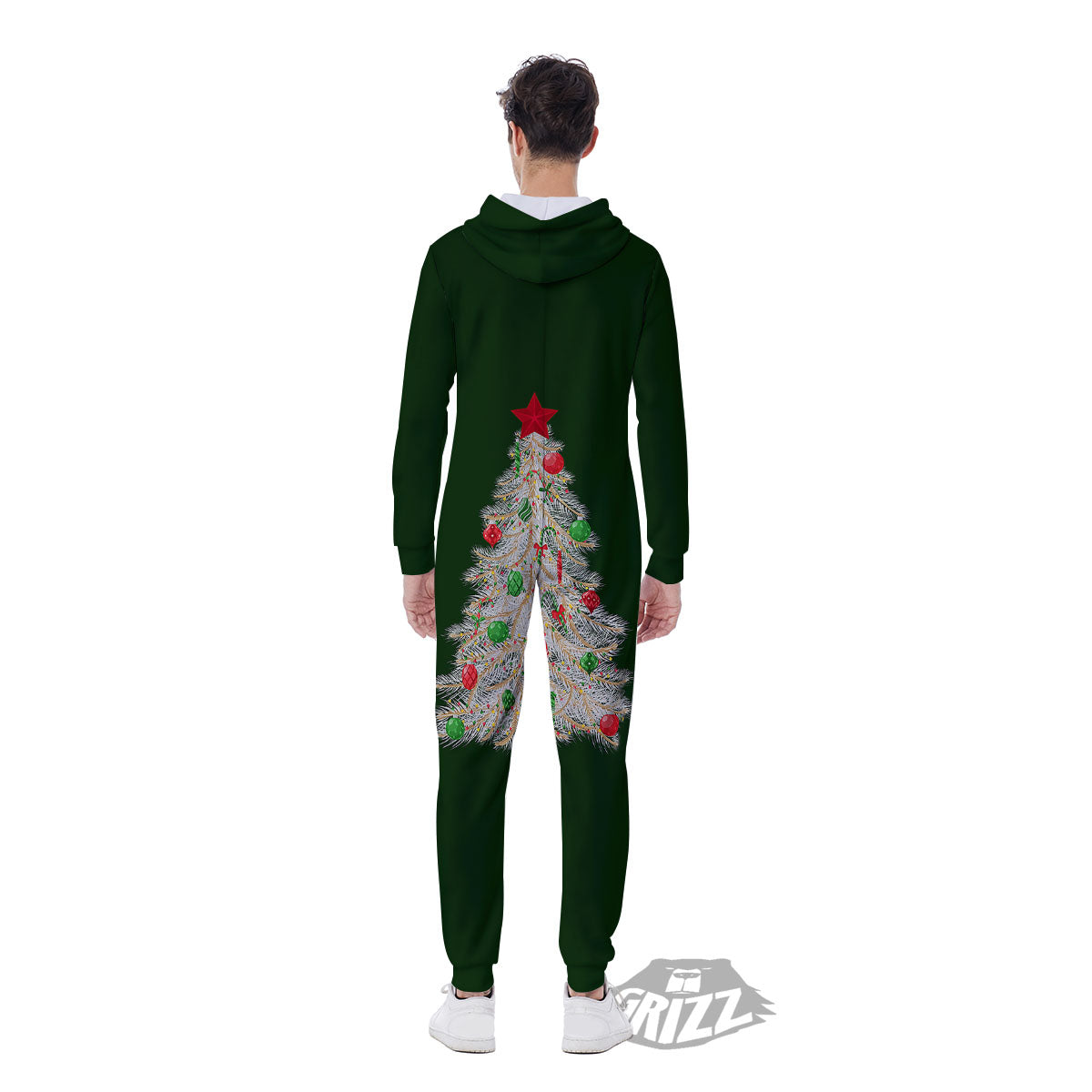 Christmas Decorated Tree Print Men's Jumpsuit-grizzshop