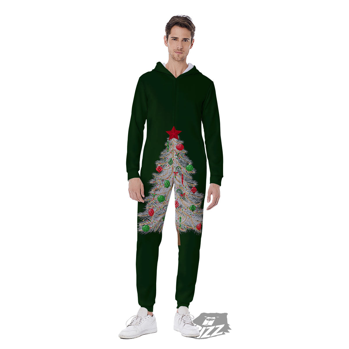 Christmas Decorated Tree Print Men's Jumpsuit-grizzshop