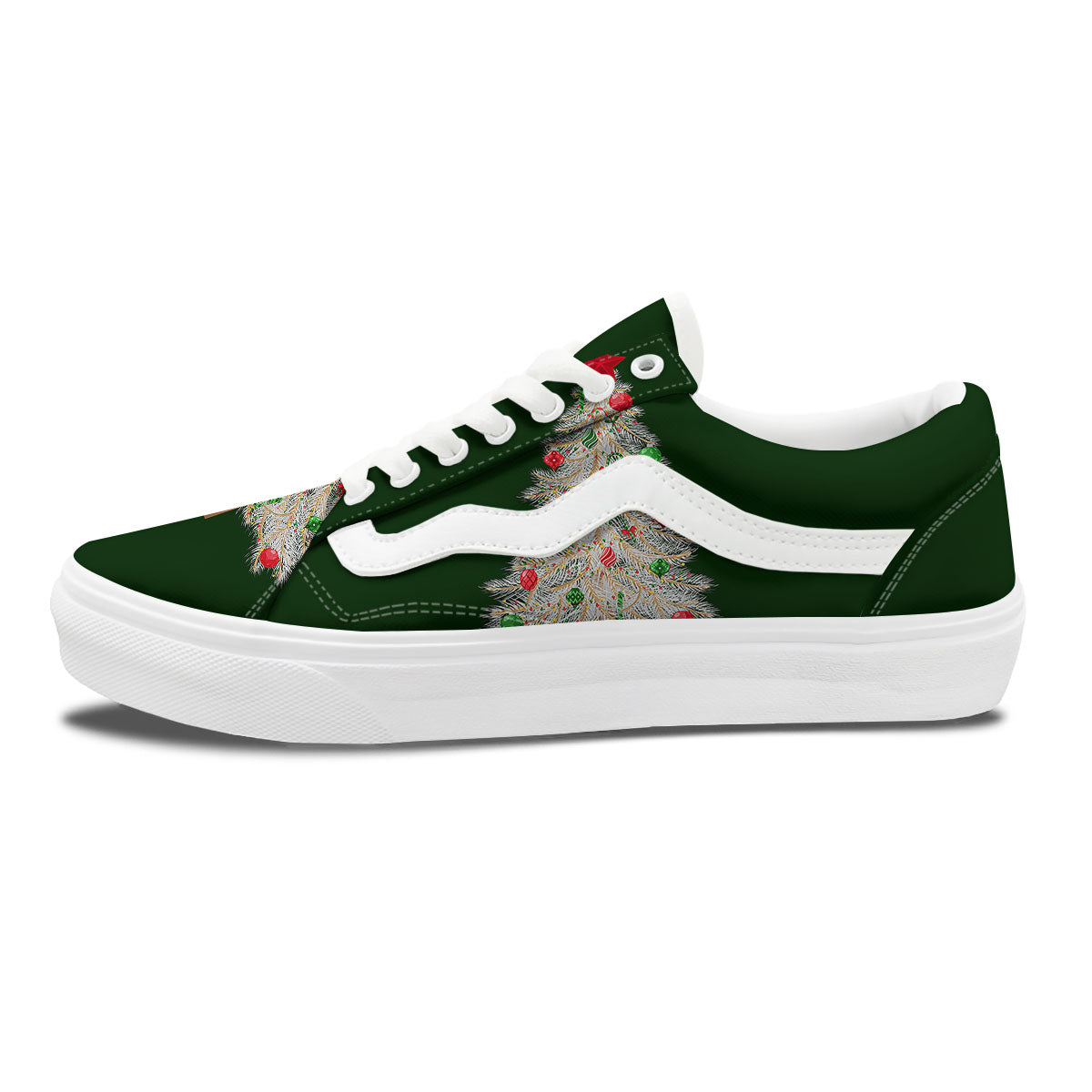 Christmas Decorated Tree Print Skate Shoes-grizzshop