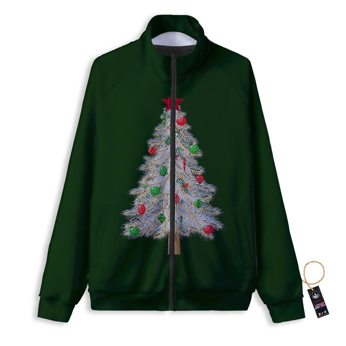 Christmas Decorated Tree Print Track Jacket-grizzshop