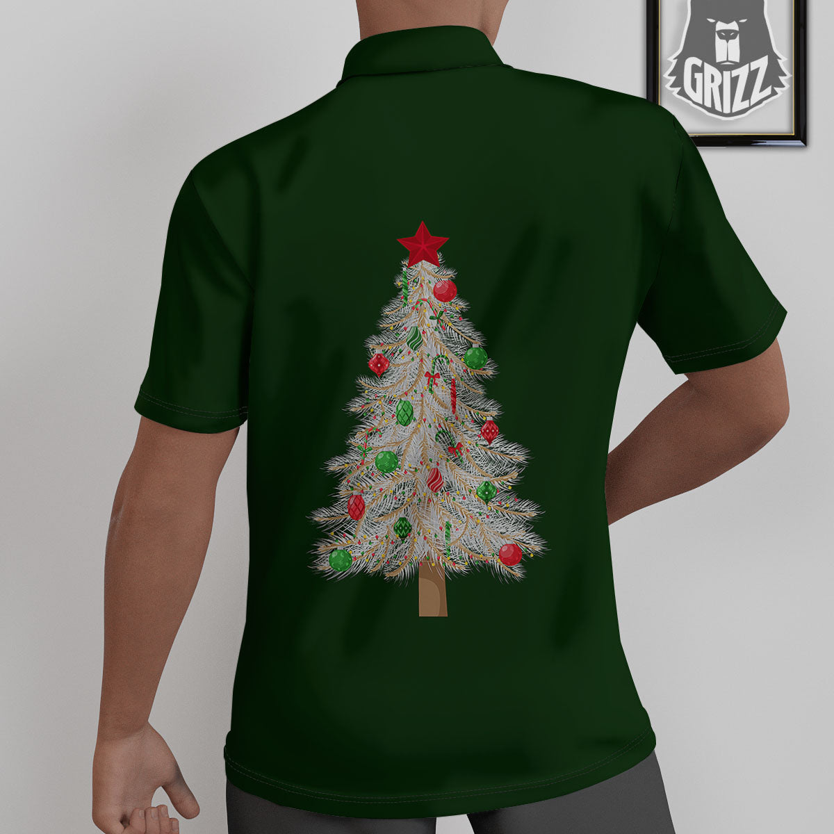 Christmas Decorated Tree Print Untucked Shirts-grizzshop