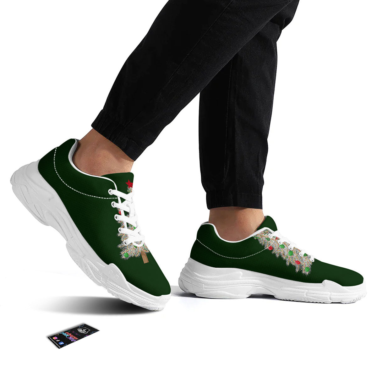 Christmas Decorated Tree Print White Chunky Shoes-grizzshop