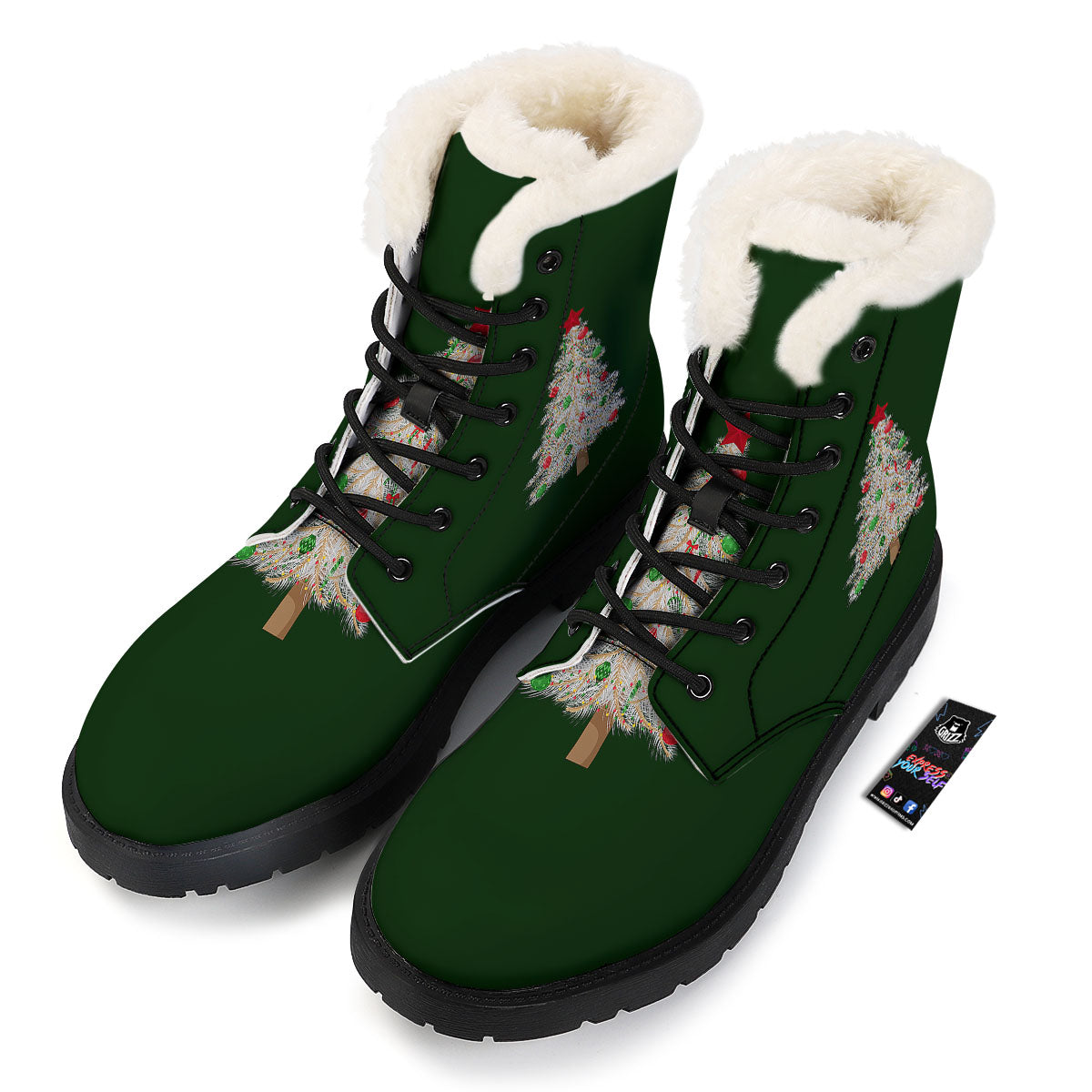 Christmas Decorated Tree Print Winter Boots-grizzshop