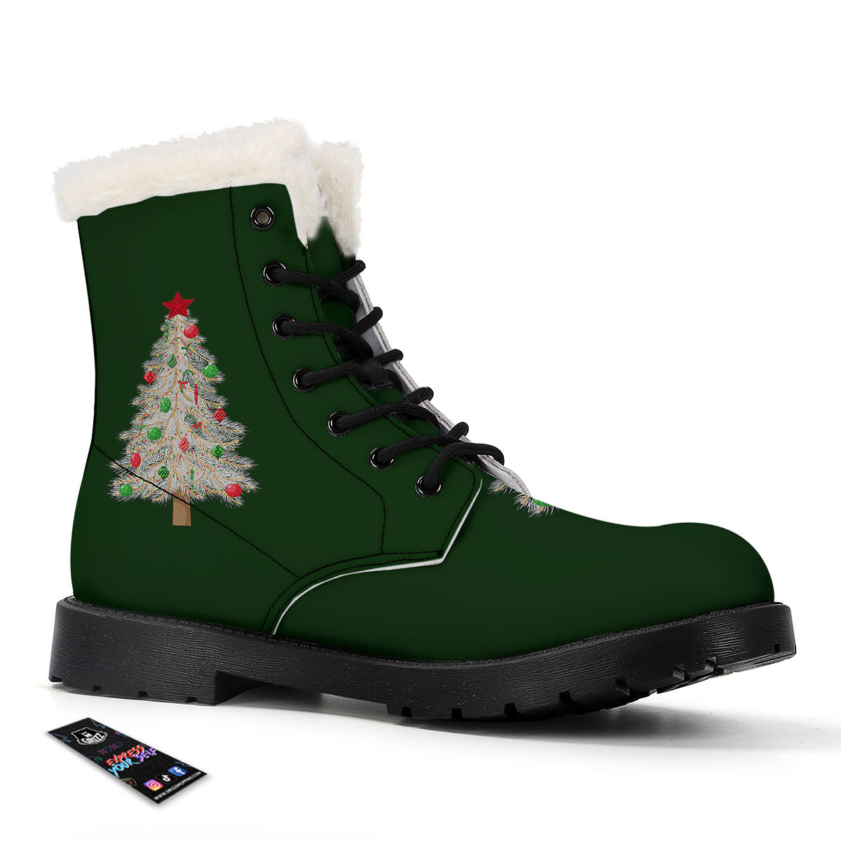 Christmas Decorated Tree Print Winter Boots-grizzshop