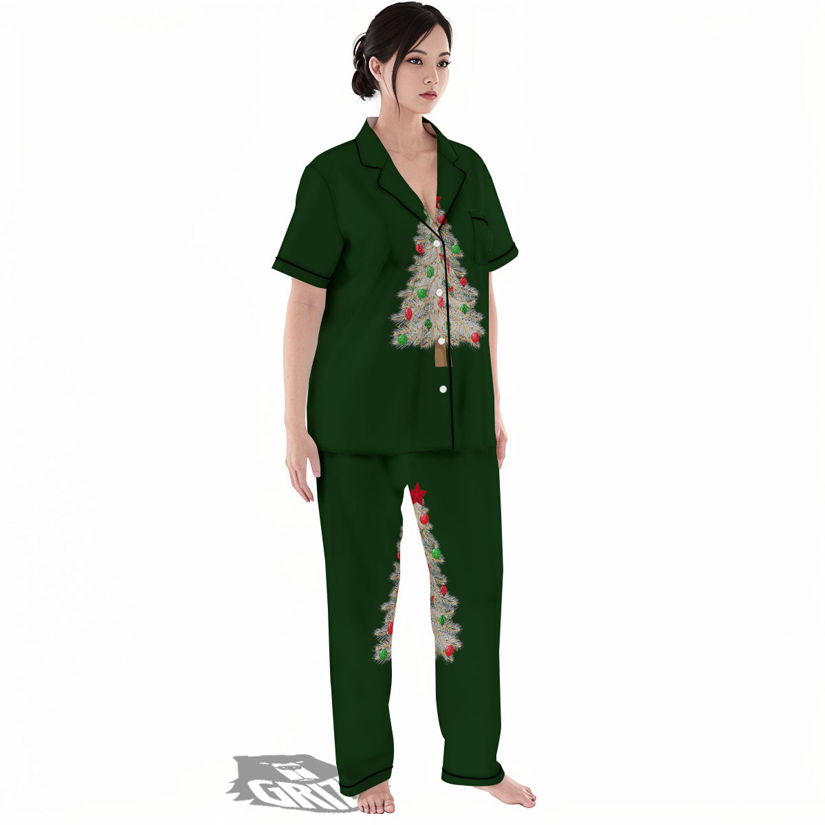 Christmas Decorated Tree Print Women's Pajamas Set-grizzshop
