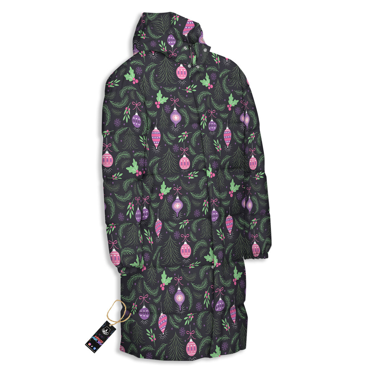 Christmas Decoration Print Pattern Long Down Jacket-grizzshop