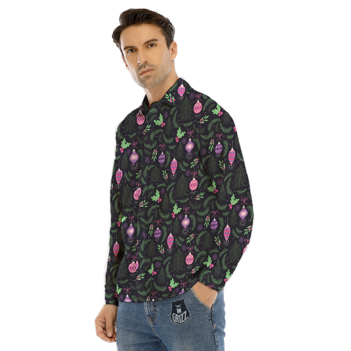 Christmas Decoration Print Pattern Men's Dress Shirts-grizzshop