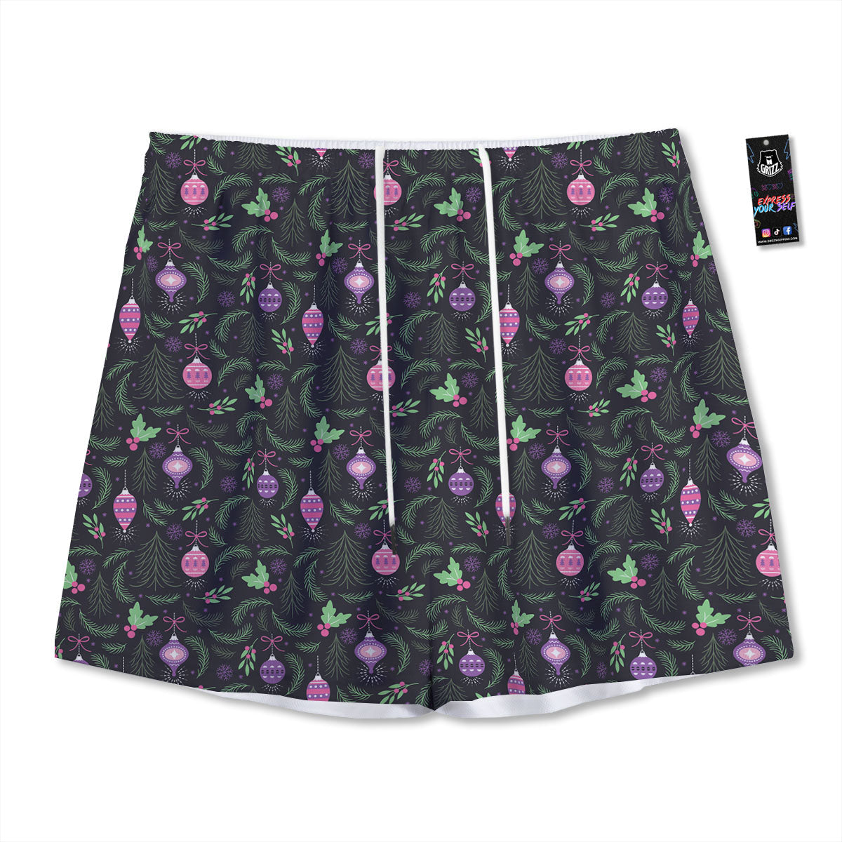 Christmas Decoration Print Pattern Mesh Shorts