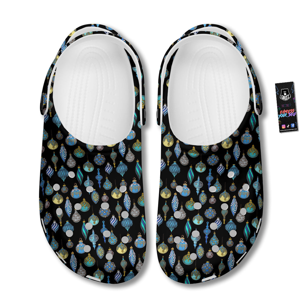 Christmas Decorations Drawing Print Pattern Clog-grizzshop
