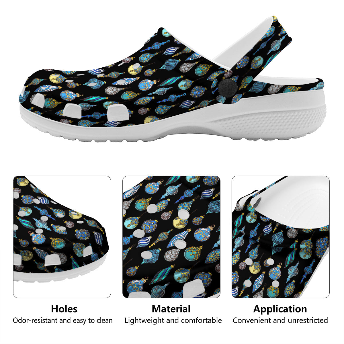 Christmas Decorations Drawing Print Pattern Clog-grizzshop