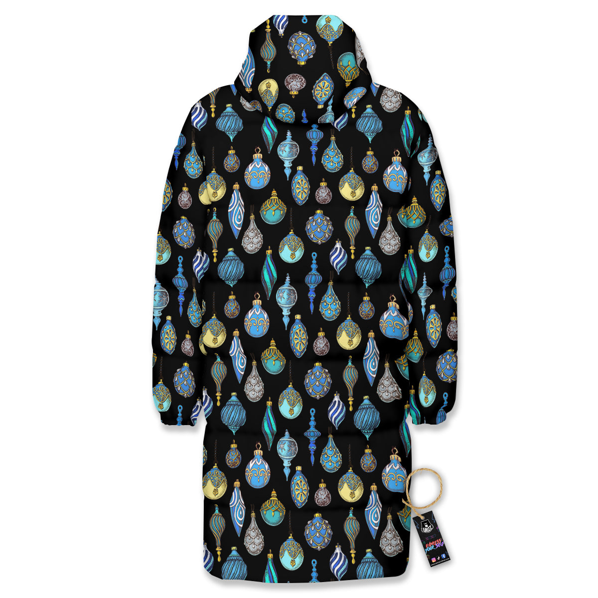 Christmas Decorations Drawing Print Pattern Long Down Jacket-grizzshop