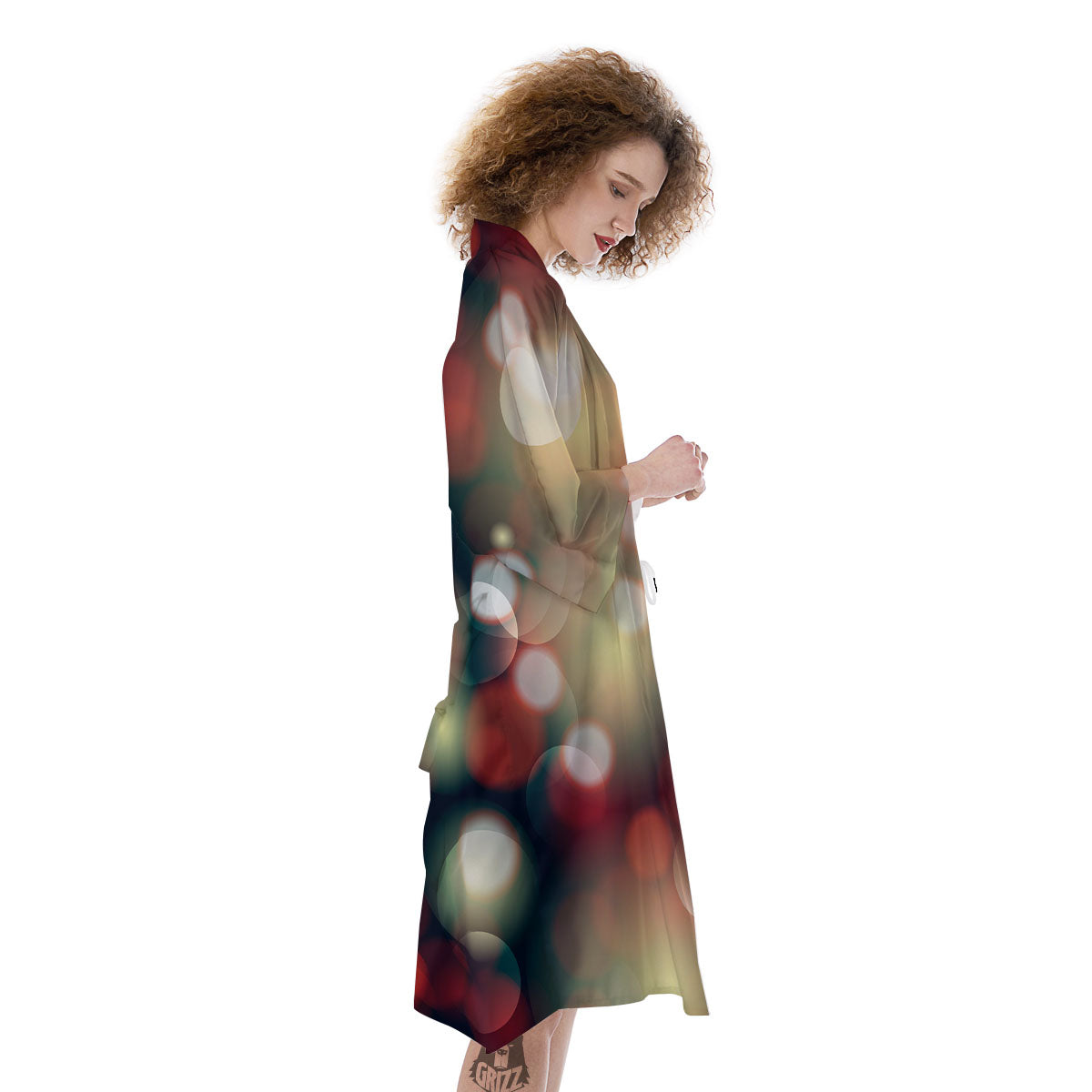 Christmas Defocused Lights Print Kimono-grizzshop