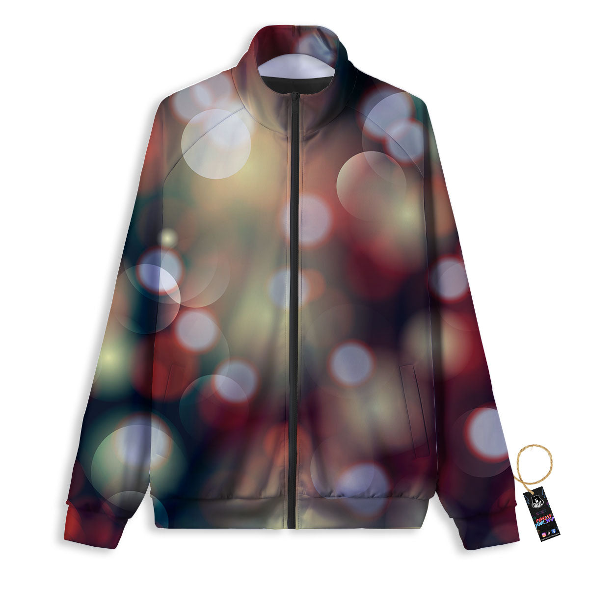 Christmas Defocused Lights Print Track Jacket-grizzshop