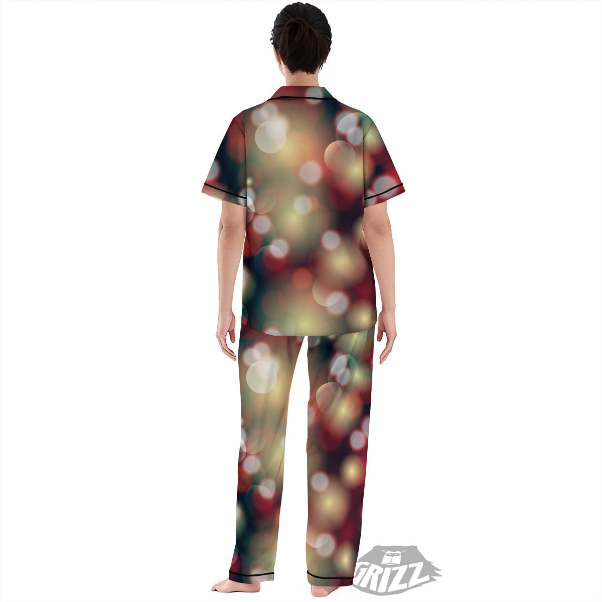 Christmas Defocused Lights Print Women's Pajamas Set-grizzshop