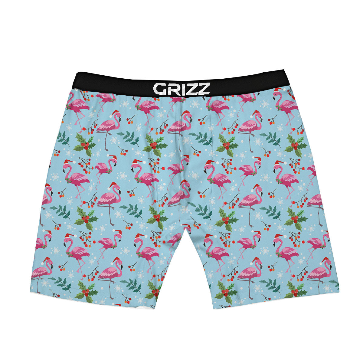 Christmas Flamingo Pink Print Pattern Boxer Briefs-grizzshop