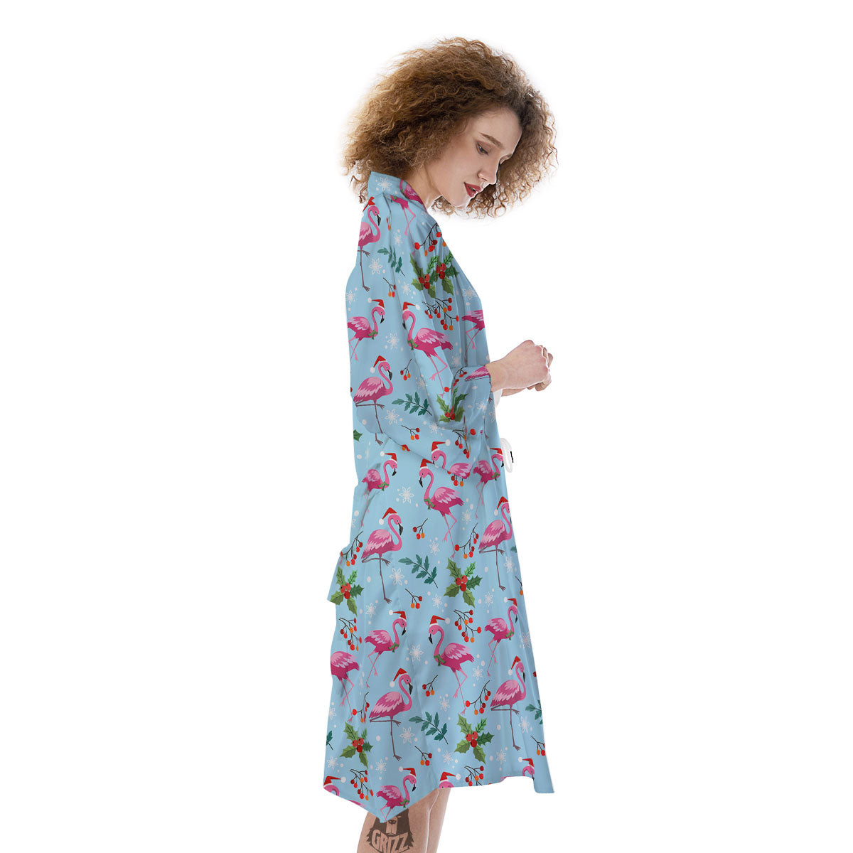 Christmas Flamingo Pink Print Pattern Kimono-grizzshop