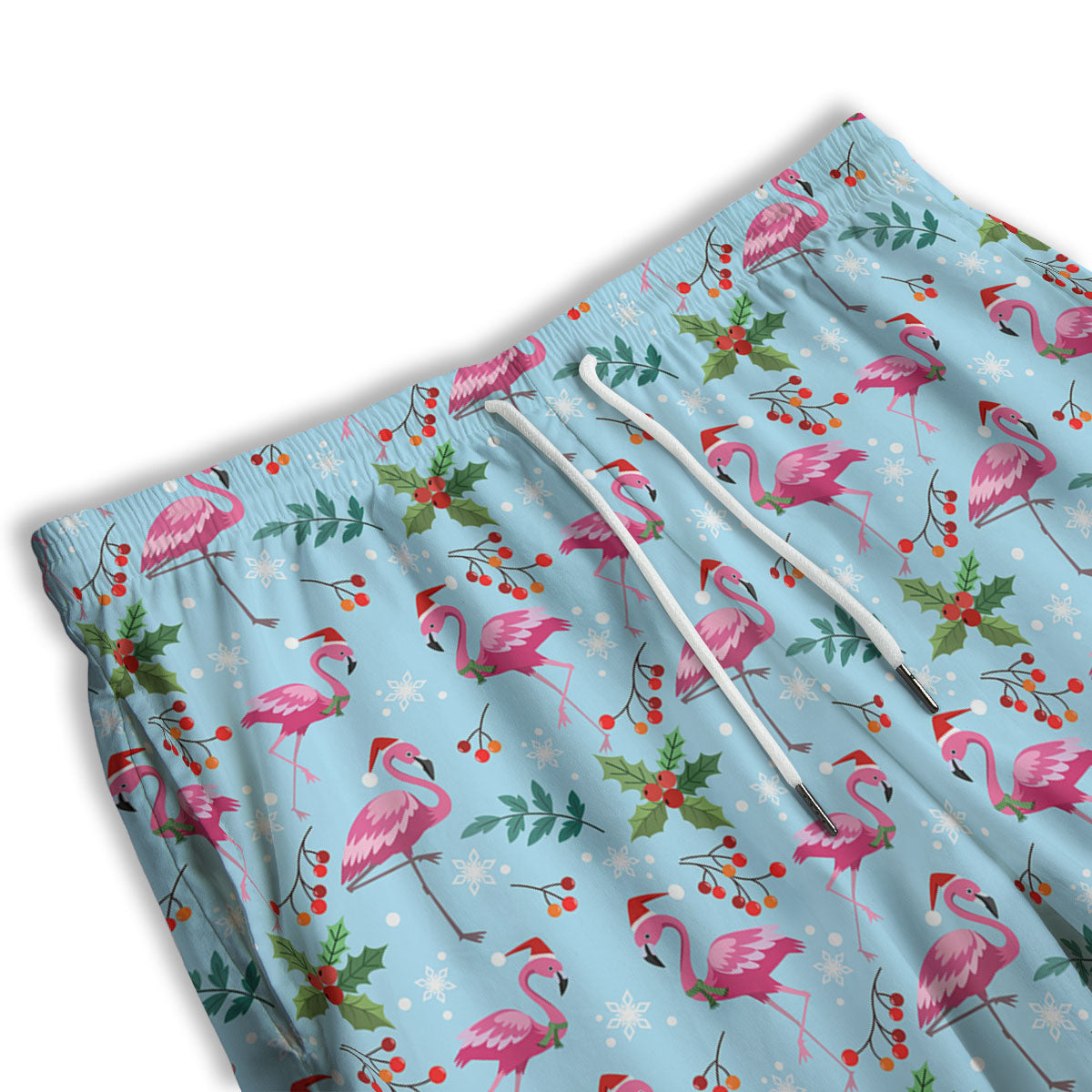 Christmas Flamingo Pink Print Pattern Men's Athletic Shorts
